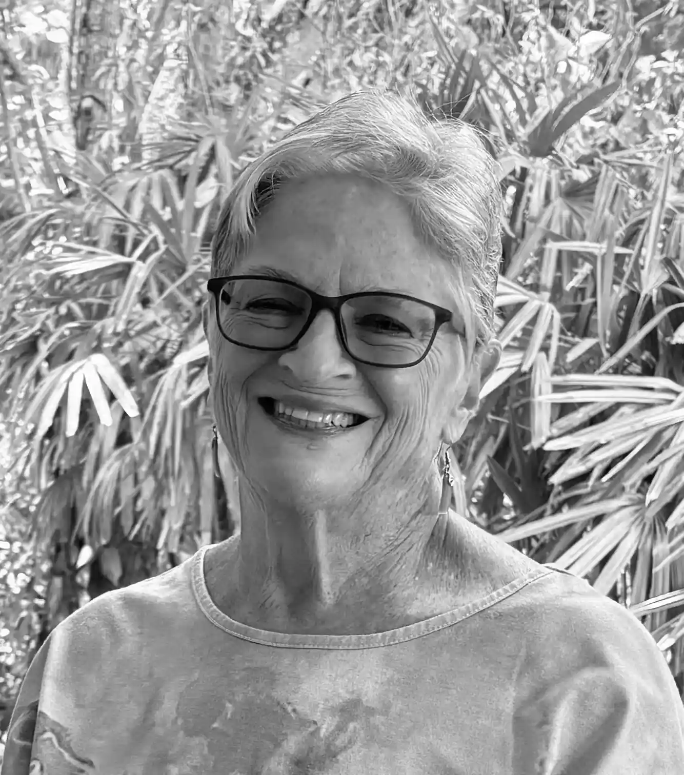 Black and white photo of Donna, the mother of the bride